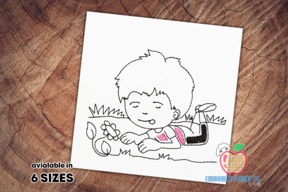 Boy Looking at Flower Sketch