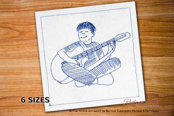 Boy Playing Guitar Lineart
