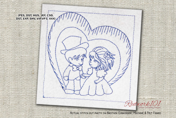 Cute Couple with Heart Lineart