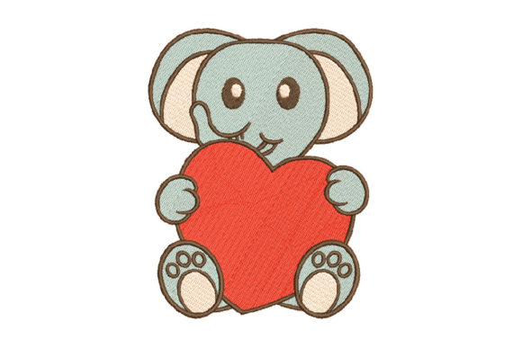 Elephant Holding a Big Red Heart