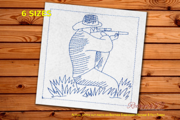 Redwork Hunter with Gun